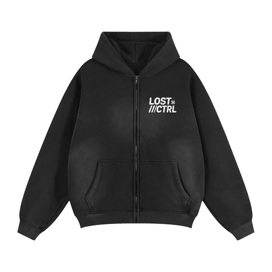 Sunfade Two-way Zipper Boxy Fleece Hoodie
