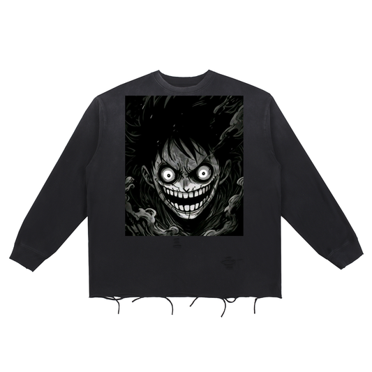 Snow Wash Raw Edge Cotton T-Shirt